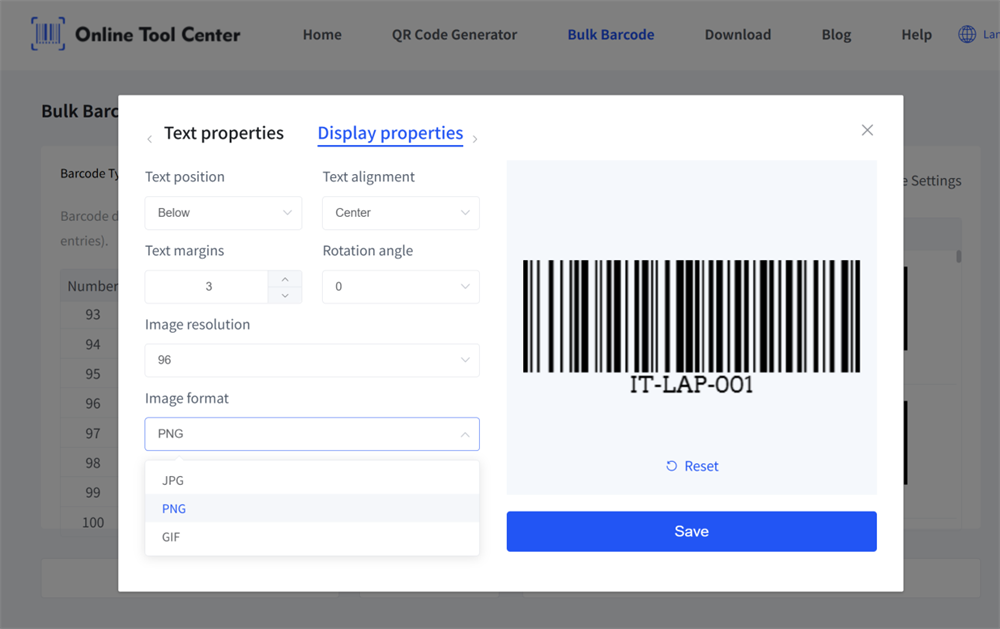 Adjust barcode settings Steekcodeinstellingen aanpassen