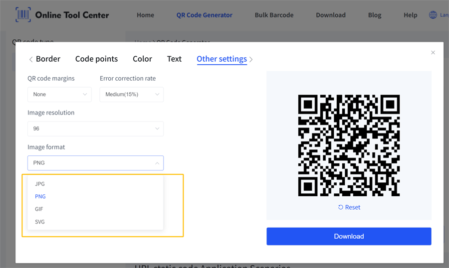 qr code afbeeldingsformaat