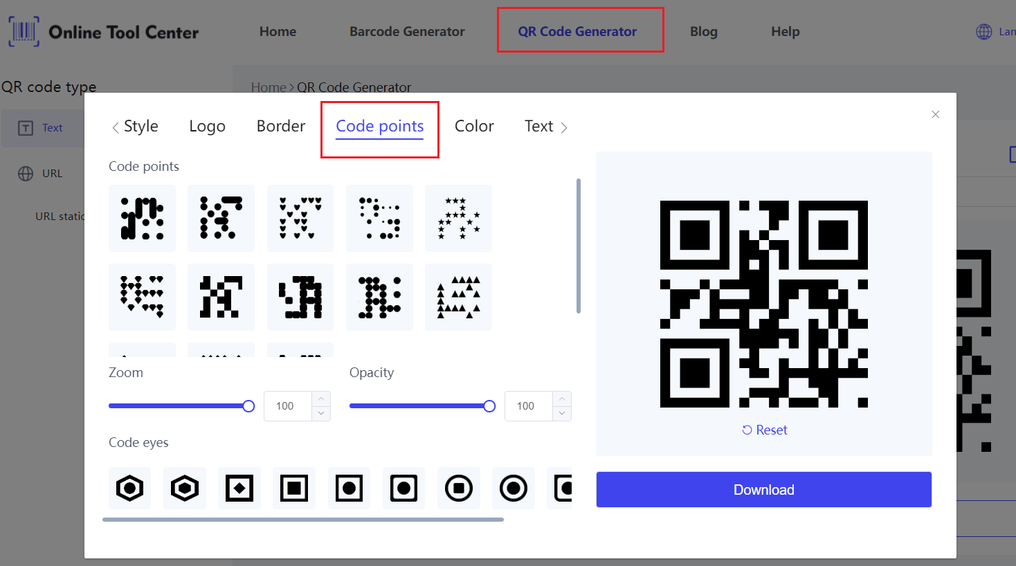 QR codes aanmaken met Dots.png