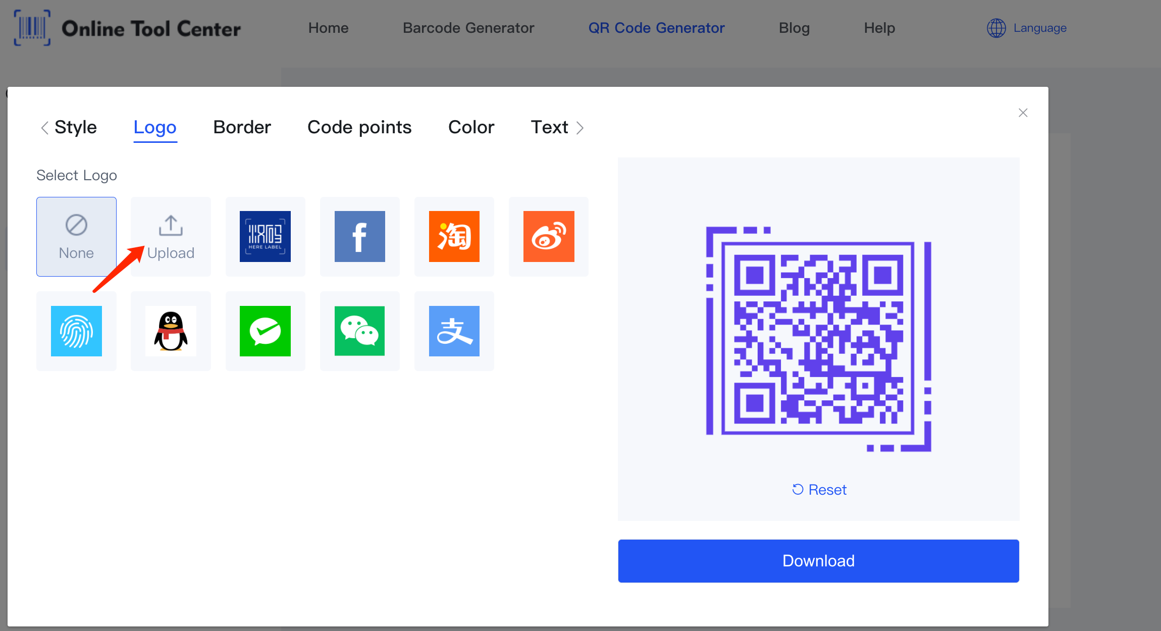 upload logo's in de qr code generator.png