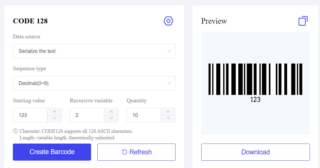 serienummer barcodegenerator