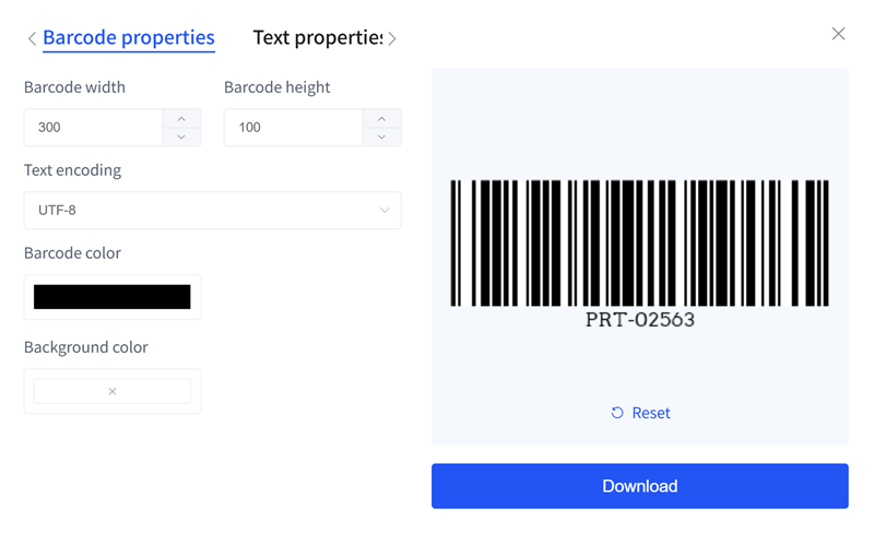 barcode grootte set