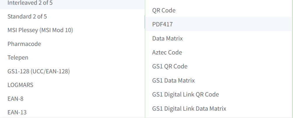 supported 1d 2d barcode formats ondersteunde 1d 2d barcode formaten