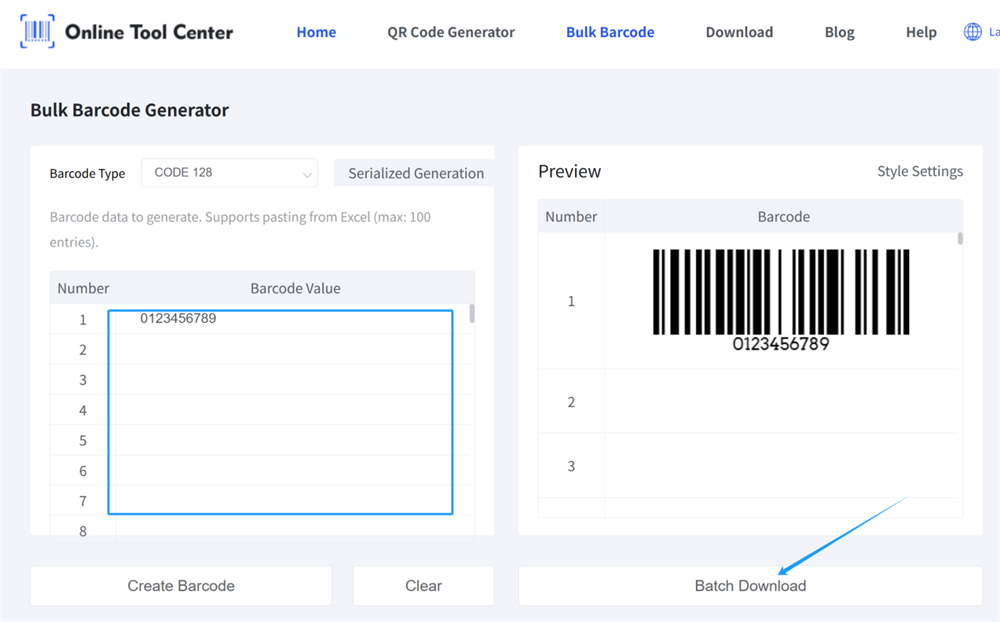 gratis bulk barcode generator