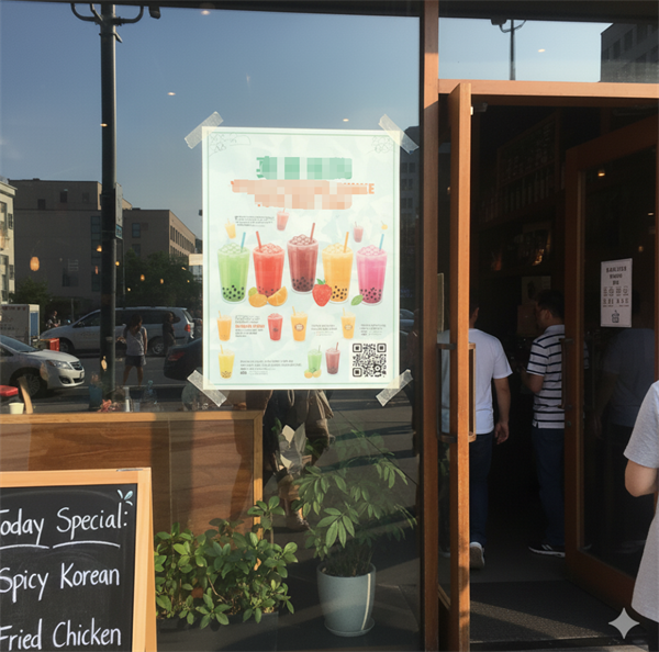 qr code op een promotie poster bij de winkelingang