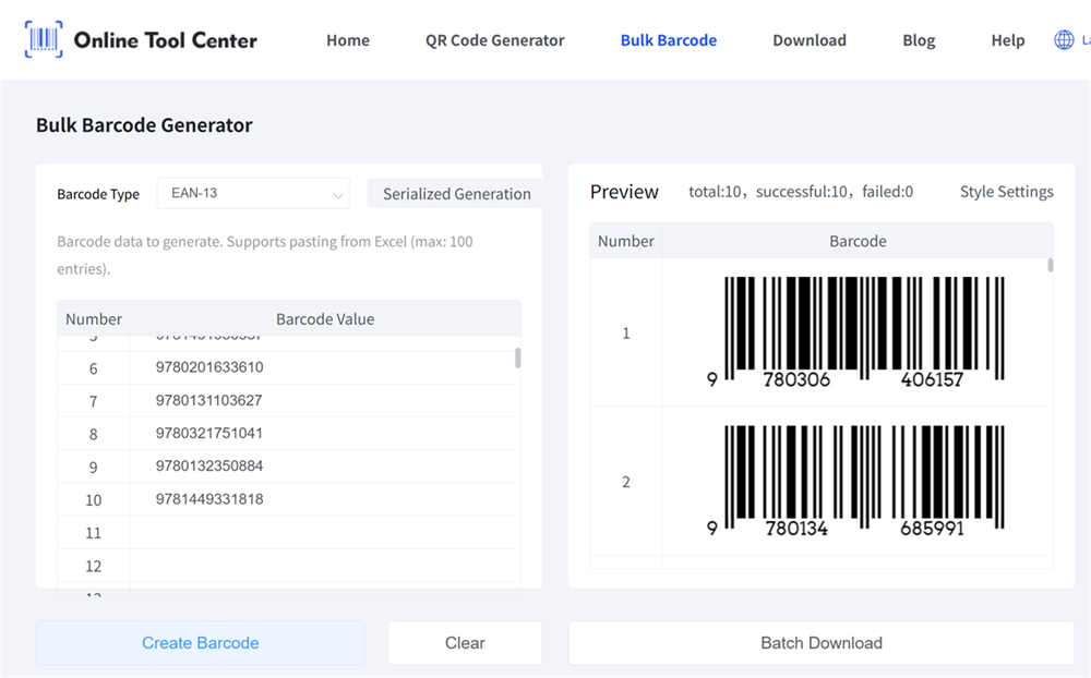 isbn barcodes in bulk maken