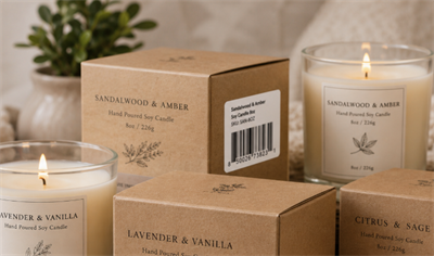 handmade candle with barcode handgemaakte kaars met barcode