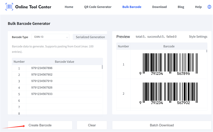 bulk generating EAN barcodes bulk genereren van EAN barcodes