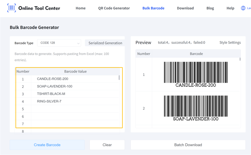 meerdere barcodes uitmaken