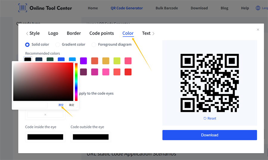 qr code kleur set
