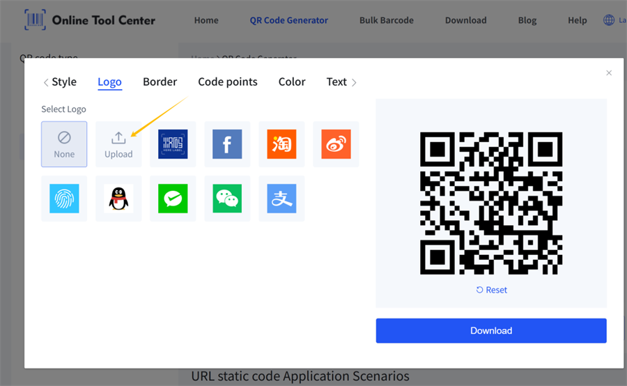 logo uploaden in qr code generator