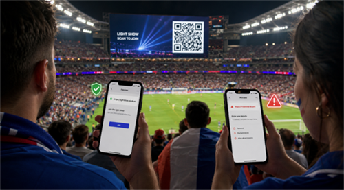 qr code scannen bij een WK wedstrijd