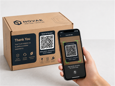 qr-code scannen op verpakkingsdoos