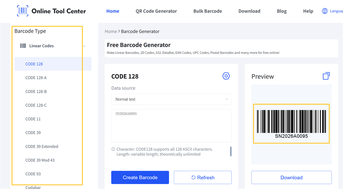 eraat code128 barcode